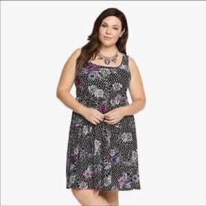 Torrid Floral Mesh Dot Skater Dress